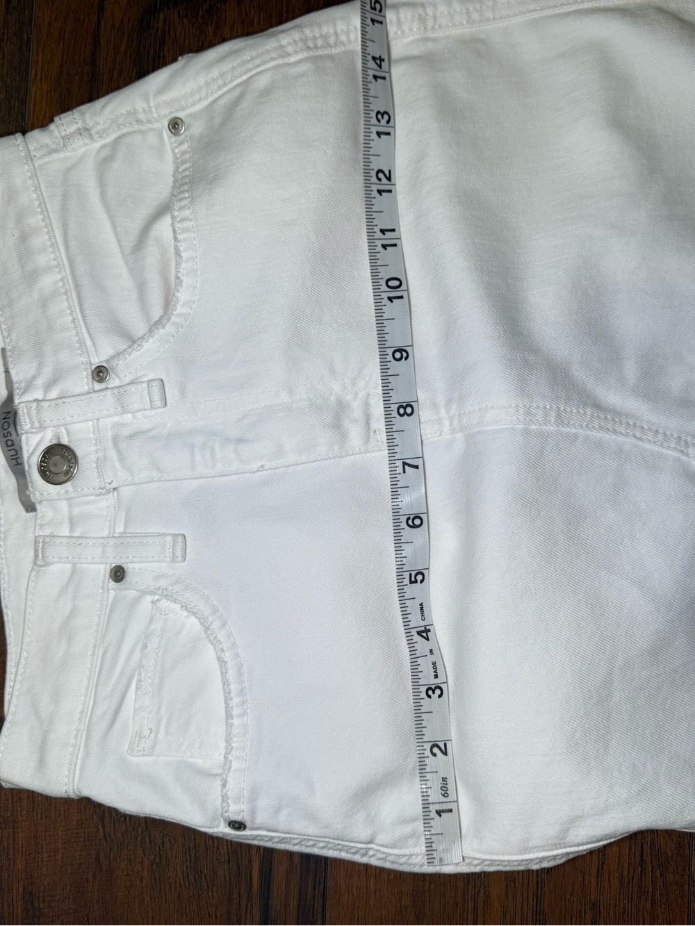 Hudson Jeans Reconstructed White Denim Midi Pencil Skirt Front Slit Size 23/00 - Picture 12 of 14